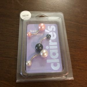 NWT Pearl Belly Button Rings Claire's Set of 3